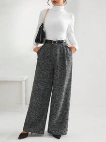 Firerie Pantalones de pierna ancha con estampado de cheurón - Blanco y Negro - Ver 5