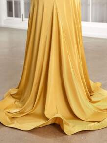 SHEIN Belle Crisscross Front Mermaid Hem Formal Dress - Yellow - View 6