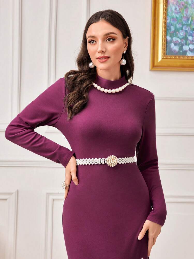 Two Tone Mermaid Hem Dress Without Belt