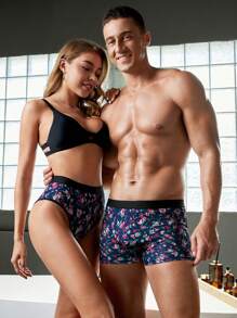 Men 3pcs Floral Print Contrast Tape Boxer Brief - Multicolor - View 2