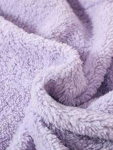 Young Girl 3D Ear Design Zip Up Hooded Teddy Jacket - Mauve Purple - View 4