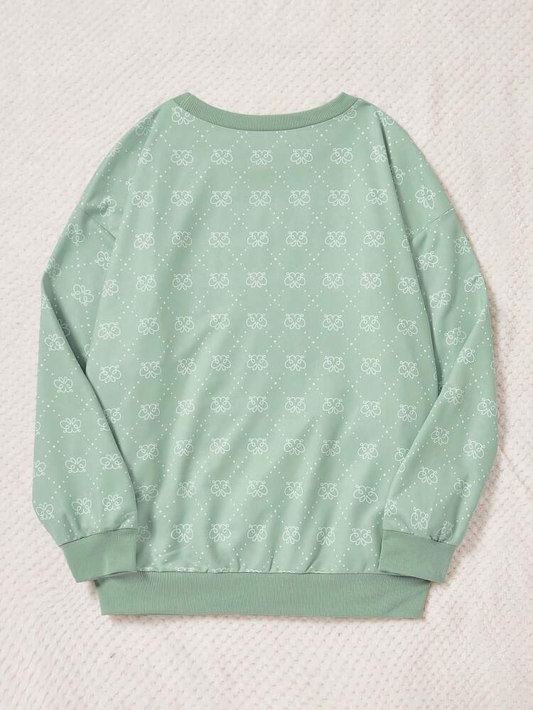 Plus Cartoon & Slogan Graphic Sweatshirt