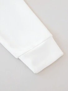 SHEIN 少女字母图案拉链落肩卫衣 - 白色 - 查看 6