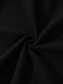 SHEIN EZwear 蝴蝶圖案拉鏈開襟抽繩加絨內裏連帽衫 - 黑色 - 查看 6
