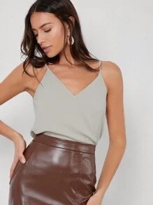 BizChic Chất rắn Cami ngọn Trang phục làm việc - Màu Xám nhạt - Xem 5