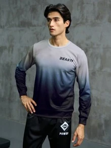 Manfinity Sport Corelite Men Letter Graphic Ombre Sports Sweatshirt Men Sweatshirt - Multicolor - View 4