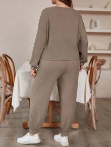 SHEIN LUNE 大碼兩件套裝 - 棕色 - 查看 2