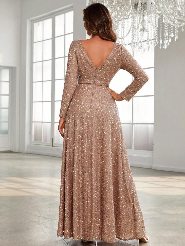 Sequin Decor Maxi Sequins Formal Dress