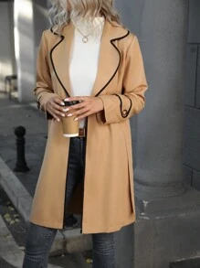 SHEIN LUNE Tương phản ràng buộc Mở Mặt trước Thắt lưng áo - Nhiều màu - Xem 1