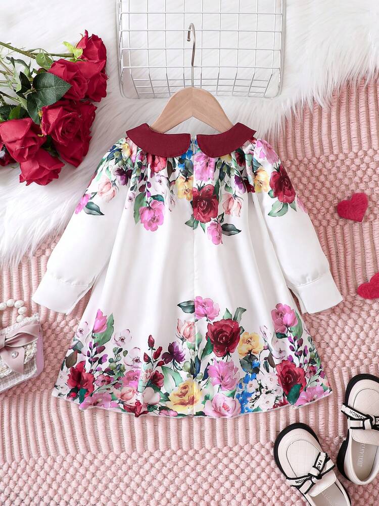 Baby Girl Floral Print Bow Front Dress