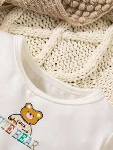 女嬰卡通圖案喇叭袖荷葉邊下擺腰拼接連體衣連衣裙 - 彩色 - 查看 5