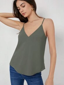 SHEIN BIZwear 素色吊帶上衣工作服 - 軍綠色 - 查看 4