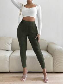 SHEIN Slayr Leggings unicolor tejido de canalé