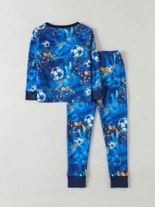 Young Boy Soccer Print Snug Fit PJ Set - Multicolor - View 2