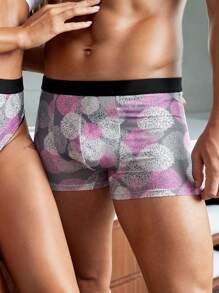 Men Multicolor Floral Geometric Print Trunks With Contrast Binding, Slight Stretch Fabric, Comfortable Fit Underwear. - Multicolor - View 5