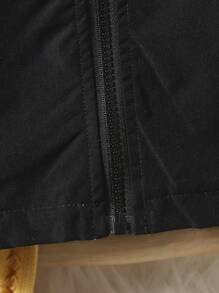Baby Boy Cartoon Graphic Zip Up Hooded Coat - Black - View 4