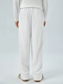 Manfinity VCAY Pantalones Deportivos Con Bloques De Color Y Cintura Con Cordón Para Hombre - Blanco - Ver 2