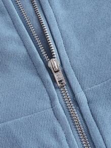 SHEIN MOD Chất rắn Túi vá quần ống rộng Pinafore Jumpsuit - Màu xanh lam - Xem 4