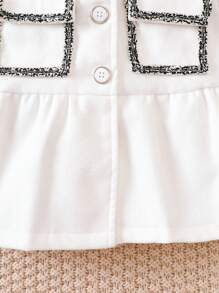 Baby Girl Contrast Trim Flap Detail Overcoat - White - View 4