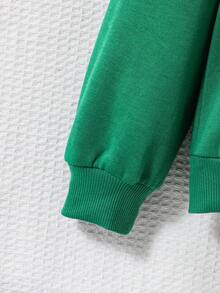 Áo nỉ tay trễ in hình khẩu hiệu dành cho bé gái tuổi teen - màu xanh lá - Xem 3