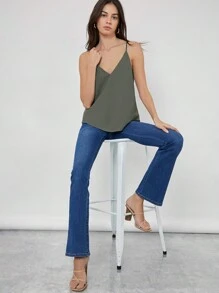 SHEIN BIZwear 素色吊帶上衣工作服 - 軍綠色 - 查看 3