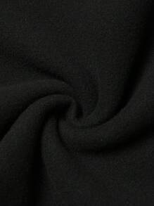 Manfinity Homme 男士字母圖案袋鼠口袋抽繩連帽衫 - 黑色 - 查看 4