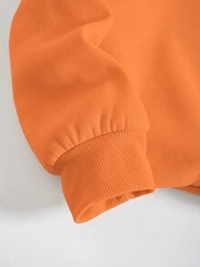 SHEIN EZwear Christmas Slogan Graphic Drop Shoulder Sweatshirt - Orange - View 4