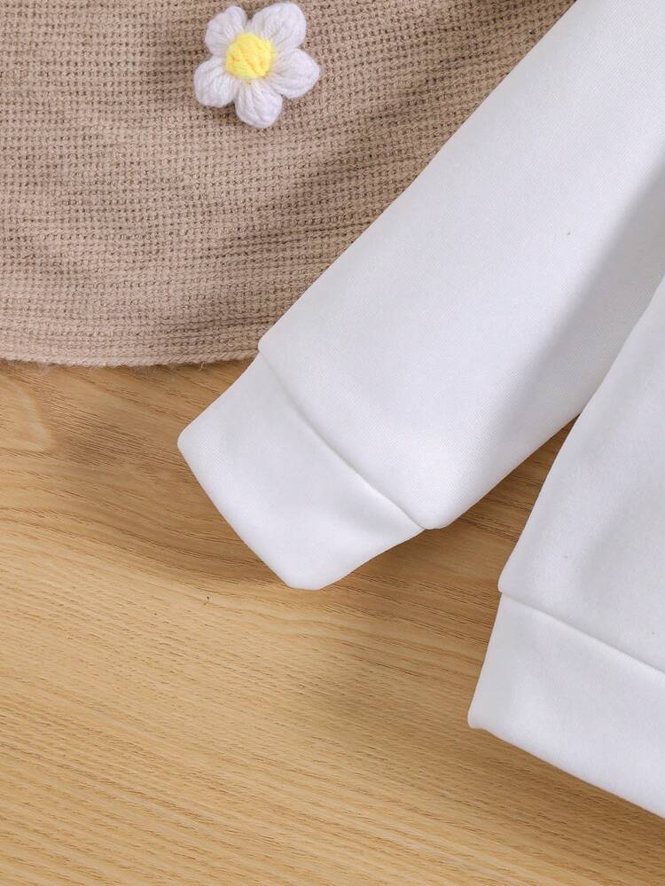 SHEIN 少女卡通图案卫衣 - 白色 - 查看 4
