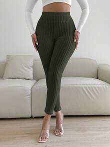 SHEIN Slayr Leggings unicolor tejido de canalé