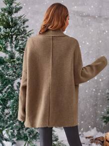 GENKIRA 披肩领蝙蝠袖双口袋开衫 - 棕色 - 查看 3