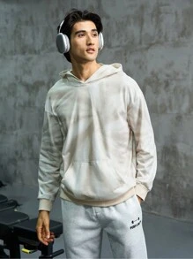 Gym Rark Áo nỉ thể thao nam kiểu dáng nhuộm tie-dye, túi kangaroo, vai rớt. - Màu be - Xem 1