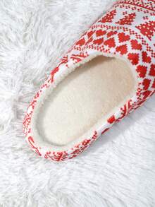 女士舒适圣诞老人图案室内拖鞋，静音地板软底轻便蓬松圣诞主题家居拖鞋，秋冬款 - 彩色 - 查看 3