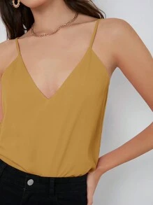 BizChic Top de tirantes unicolor ropa de trabajo - Mostaza Amarilla - Ver 4