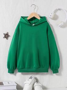 Áo nỉ tay trễ in hình khẩu hiệu dành cho bé gái tuổi teen - màu xanh lá - Xem 2