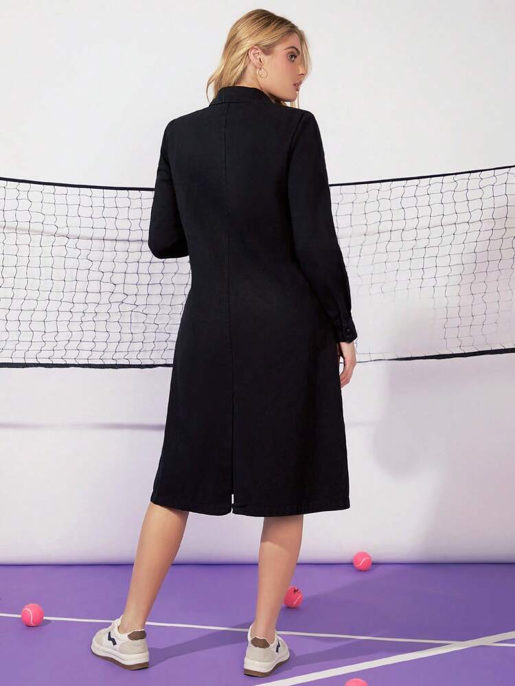 Drop Shoulder Button Front Coat