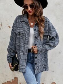 Chiquease Plaid Flap Detail Drop Shoulder Coat - Multicolor - View 1