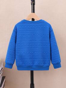 SHEIN 男孩字母貼布落肩袖運動衫無襯衫