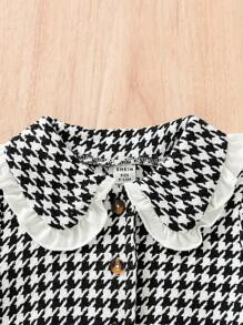 Đứa bé gái In Houndstooth Cổ tròn Áo khoác & Quần ống loe - Nhiều màu - Xem 3
