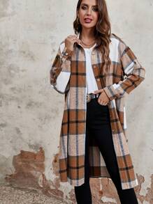 SHEIN Essnce In kẻ sọc Thả vai Áo khoác - Nhiều màu - Xem 1