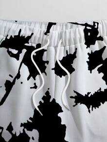 男士紮染卡通圖案運動衫&腰部抽繩短褲 - 彩色 - 查看 4