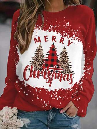 Christmas Print Raglan Sleeve Tee