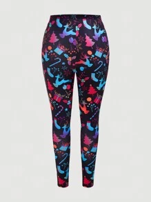 Flirla Plus Allover Print Leggings - Multicolor - View 2