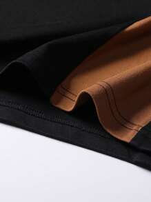 Männer T-Shirt mit Buchstaben Grafik, Farbblock, - Kaffeebraun - Übersicht 3