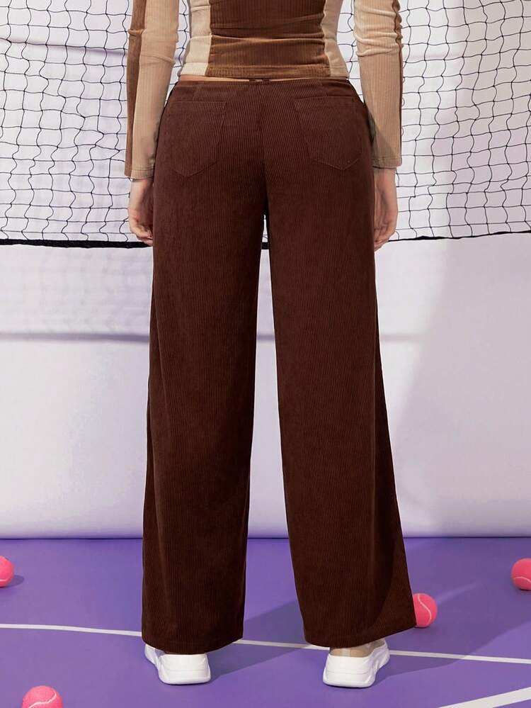 Contrast Side Seam Wide Leg Pants