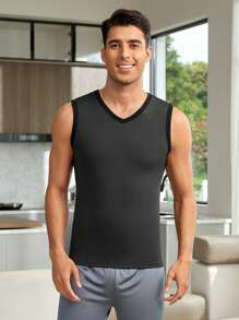 Men Contrast Binding Tank Top
