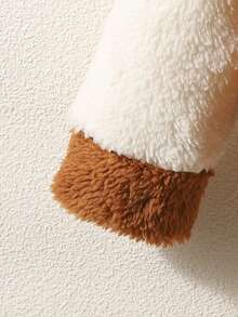 Baby Boy Cartoon Embroidery Two Tone Teddy Sweatshirt & Pants - Brown - View 5