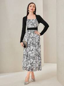 Modelyn Allover Print Square Neck Dress - Multicolor - View 4