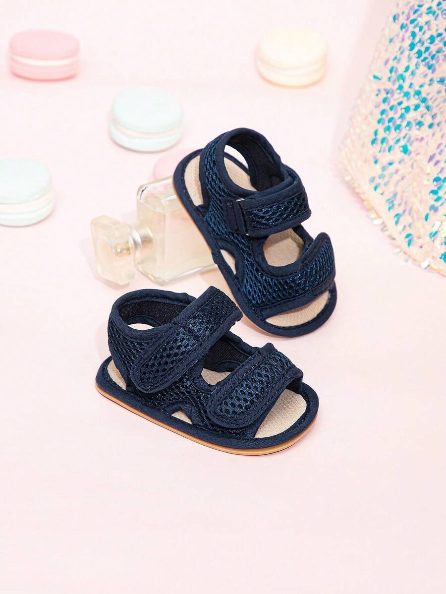 Giày đế bằng có khóa dán móc và vòng cho trẻ sơ sinh, Giày đế bằng thời trang mùa hè - Màu xanh lam - Xem 1