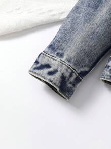 Baby Boy Casual Patchwork Printed Distressed Denim Jacket, Washed - Medium Wash - View 7