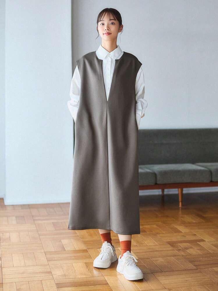 FRIFUL Solid Sleeveless Tunic Dress Without Blouse | SHEIN USA